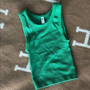 Green Sleeveless Ribbed Top
